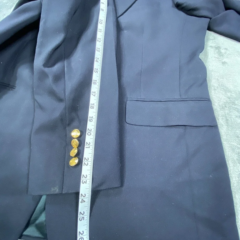 Vintage Austin Reed Blazer 42L Navy Jacket Wool Old Money Sport Coat Gold Button